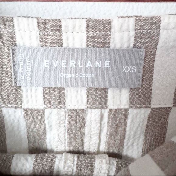 Everlane Seersucker Beige and White Striped Midi Dress - Picture 7 of 12